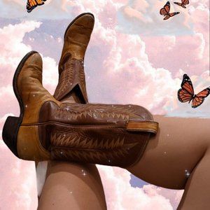 Tony Lama Two Tone Brown Western Cowboy Boots 8